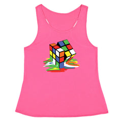 Melting Multi-Colored Cube Racerback Tank Top for Women gamer, gaming, nerd, shirt by Expression Tees