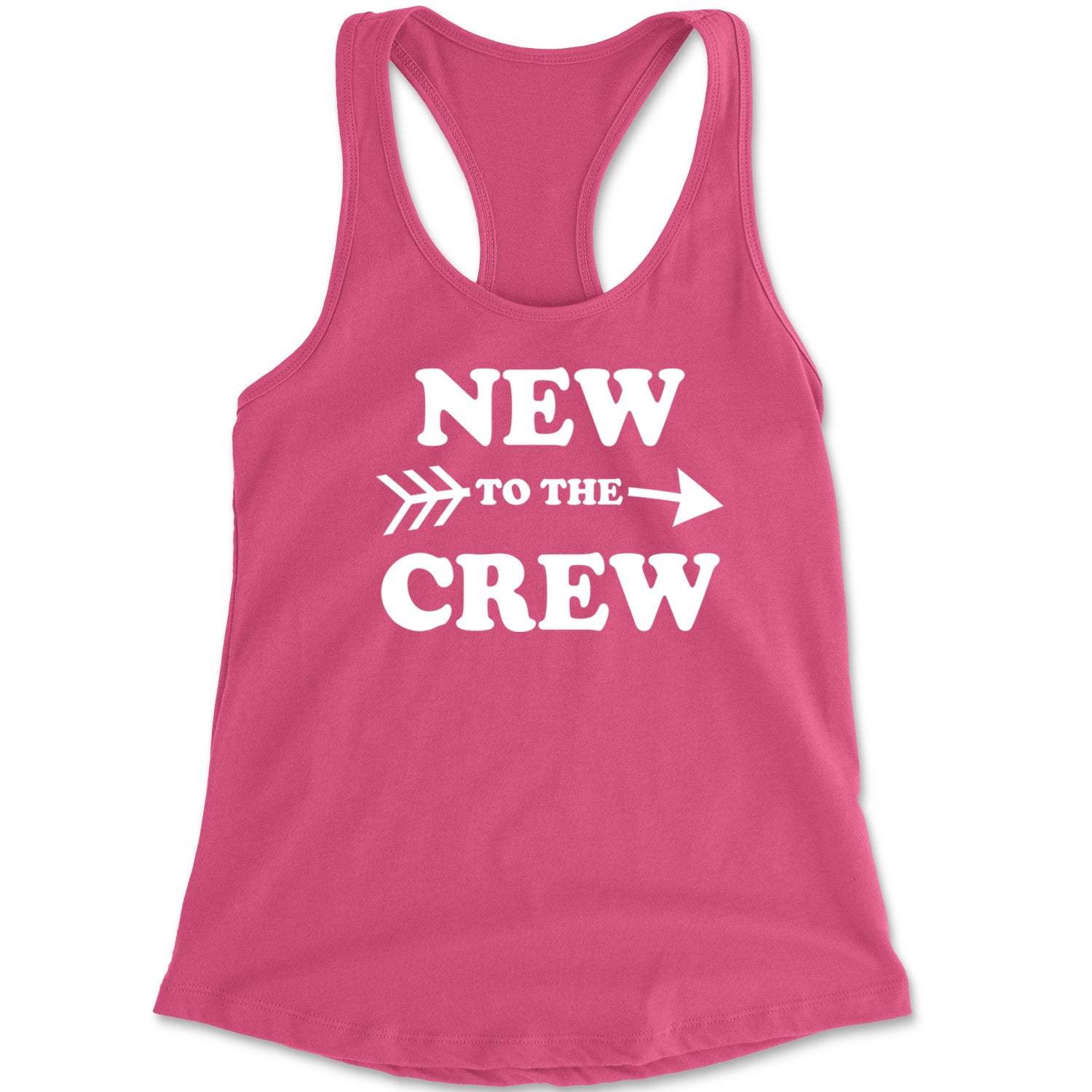New To The Crew Racerback Tank Top for Women announcement, baby, cousin, gender, newborn, reveal, toddler by Expression Tees