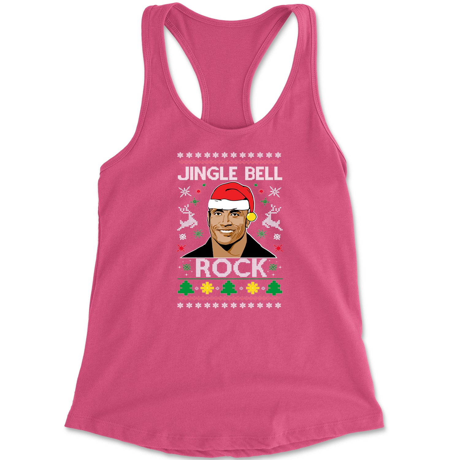 Jingle Bell Rock Ugly Christmas Racerback Tank Top for Women 2018, champ, Christmas, dwayne, johnson, peoples, rock, Sweatshirts, the, Ugly by Expression Tees