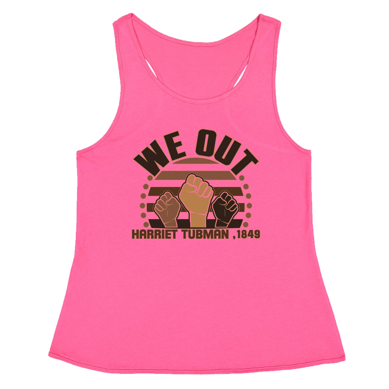 We Out Harriet Tubman Raised Fists BLM Racerback Tank Top for Women african, american, black, blm, harriet, harriett, lives, matter, out, shirt, tubman, we by Expression Tees