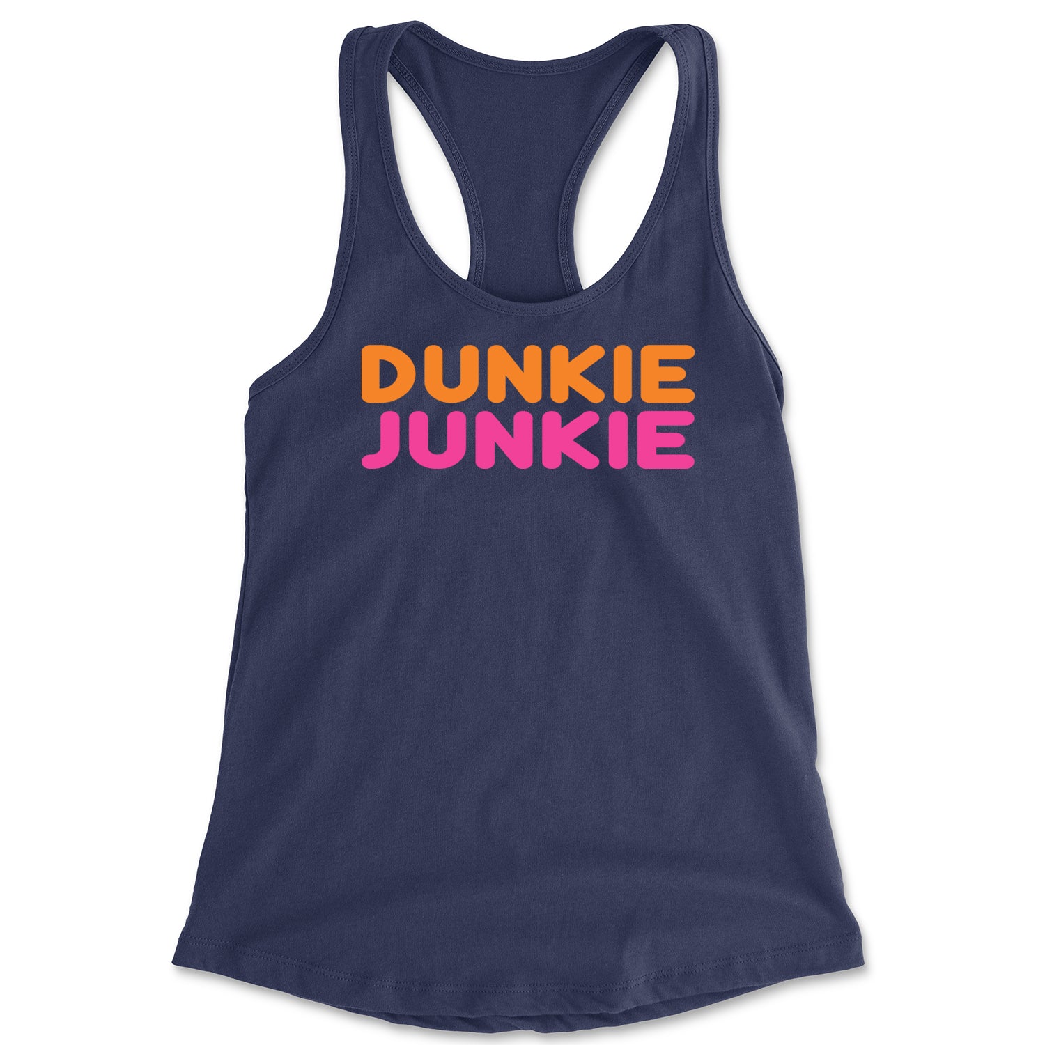 Dunkie Junkie Racerback Tank Top for Women addict, capuccino, coffee, dd, dnkn, dunkin, dunking, latte by Expression Tees