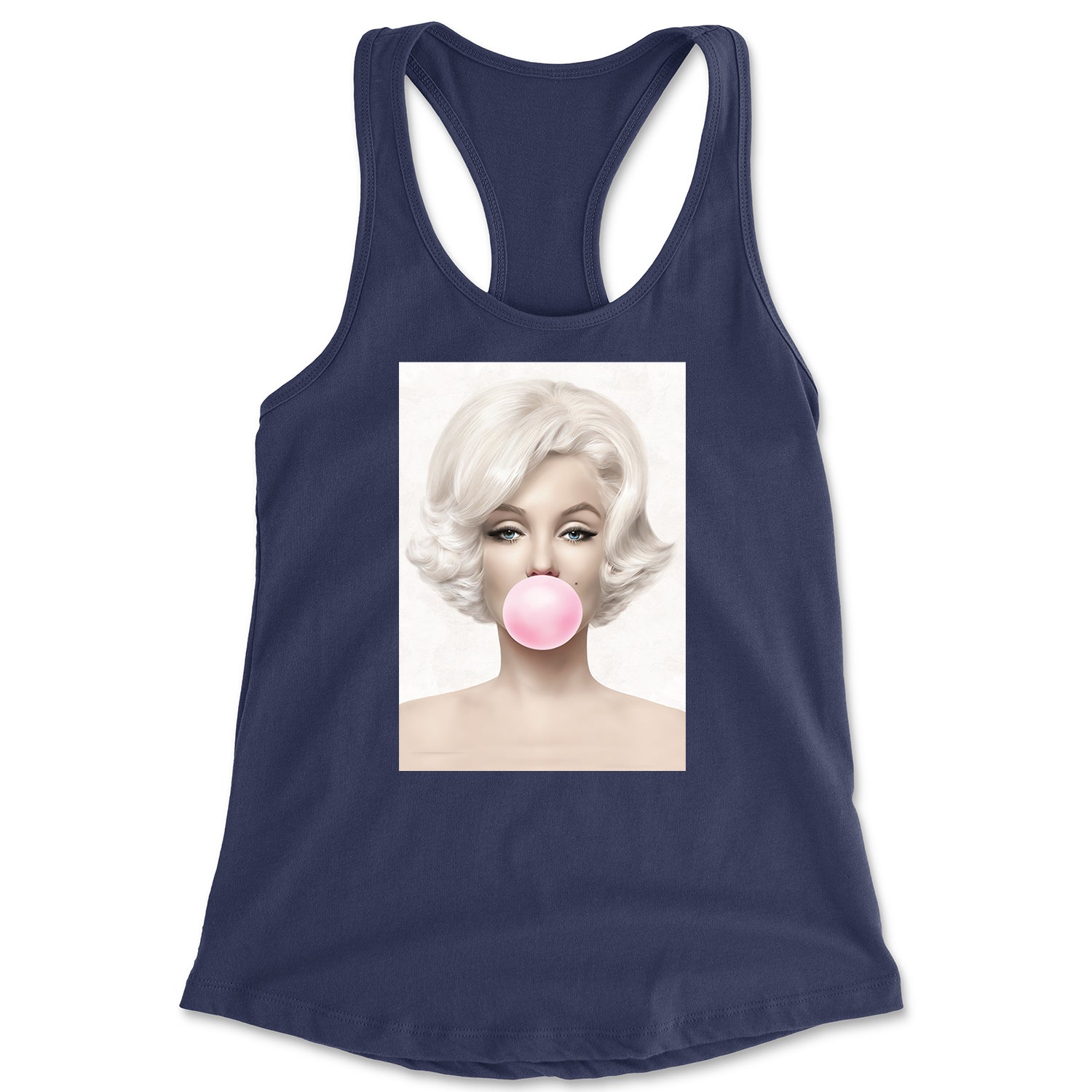 Marilyn Monroe Pink Bubble Gum Racerback Tank Top for Women marilyn, monroe by Expression Tees