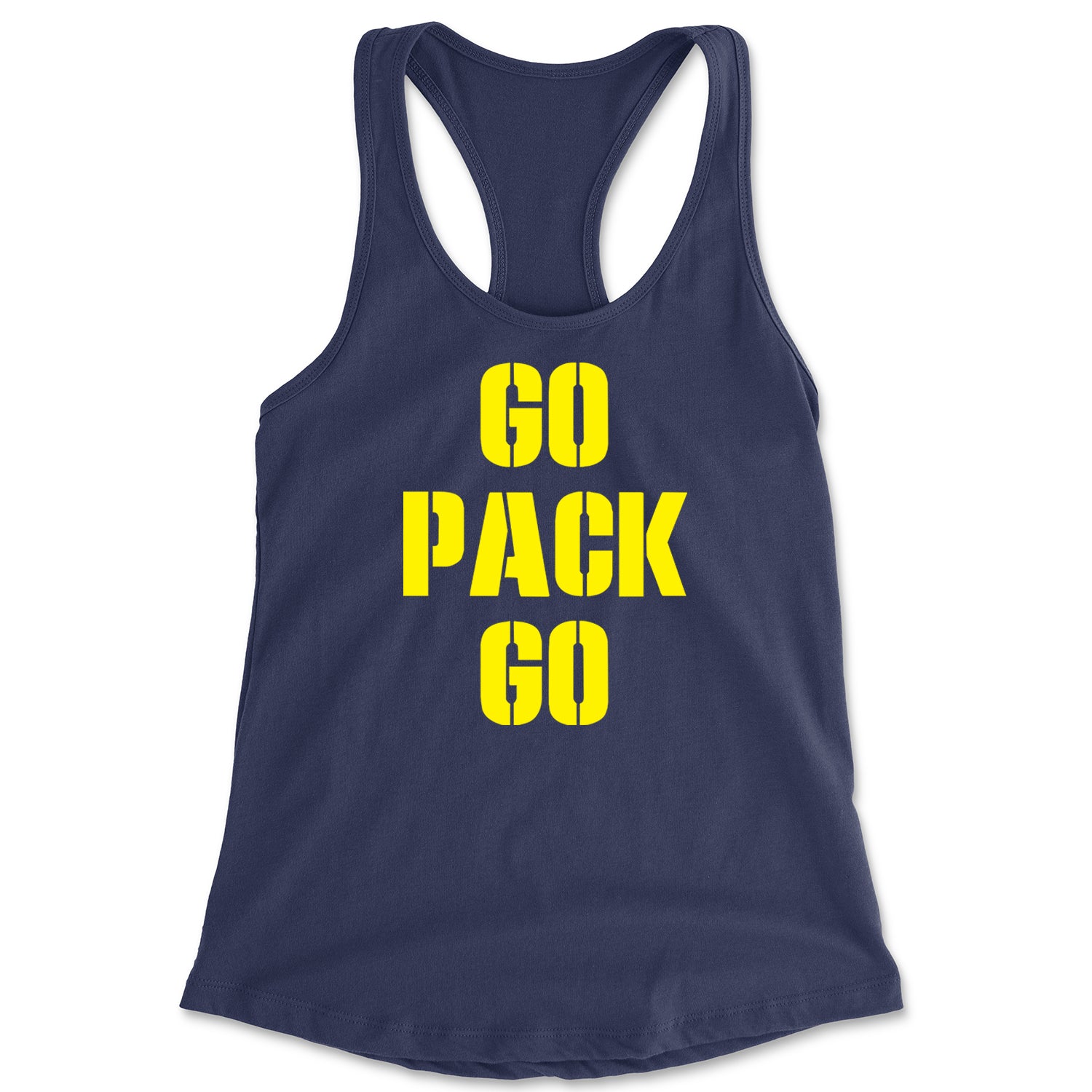 Go Pack Go Green Bay Racerback Tank Top for Women football, greenbay, packer by Expression Tees