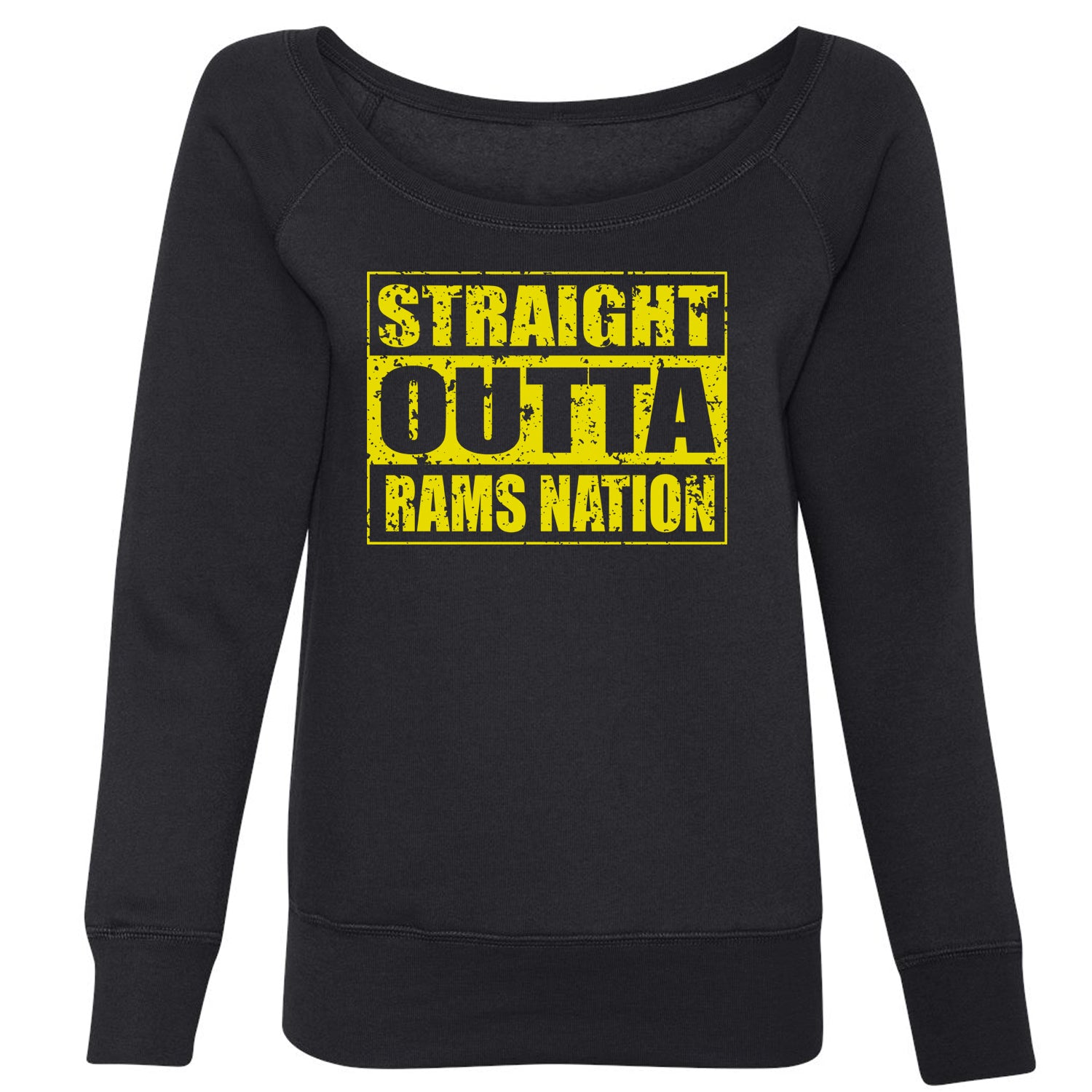 Straight Outta Rams Nation Slouchy Off Shoulder Oversized Sweatshirt california, football, jersey by Expression Tees