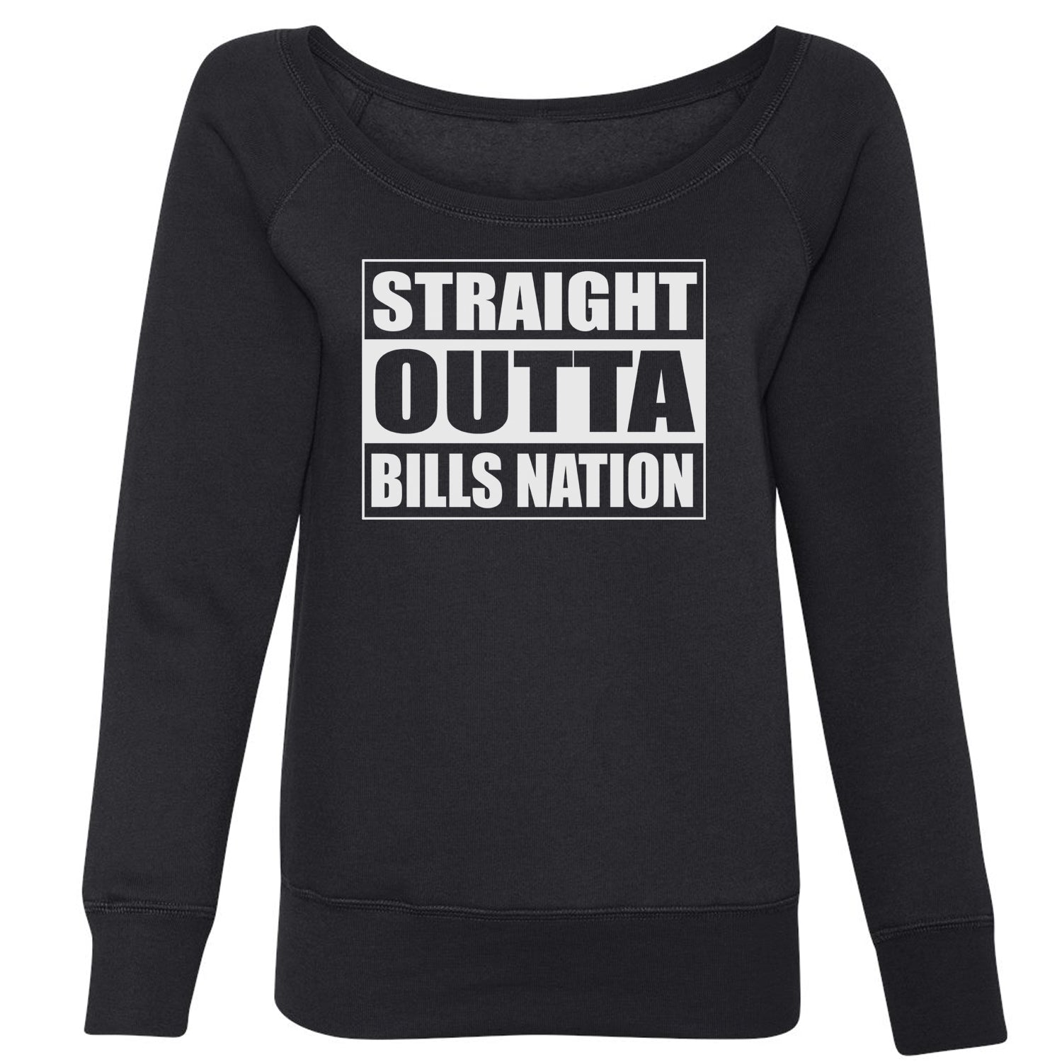 Straight Outta Bills Nation Slouchy Off Shoulder Oversized Sweatshirt bills, buffalo, football, new, york by Expression Tees