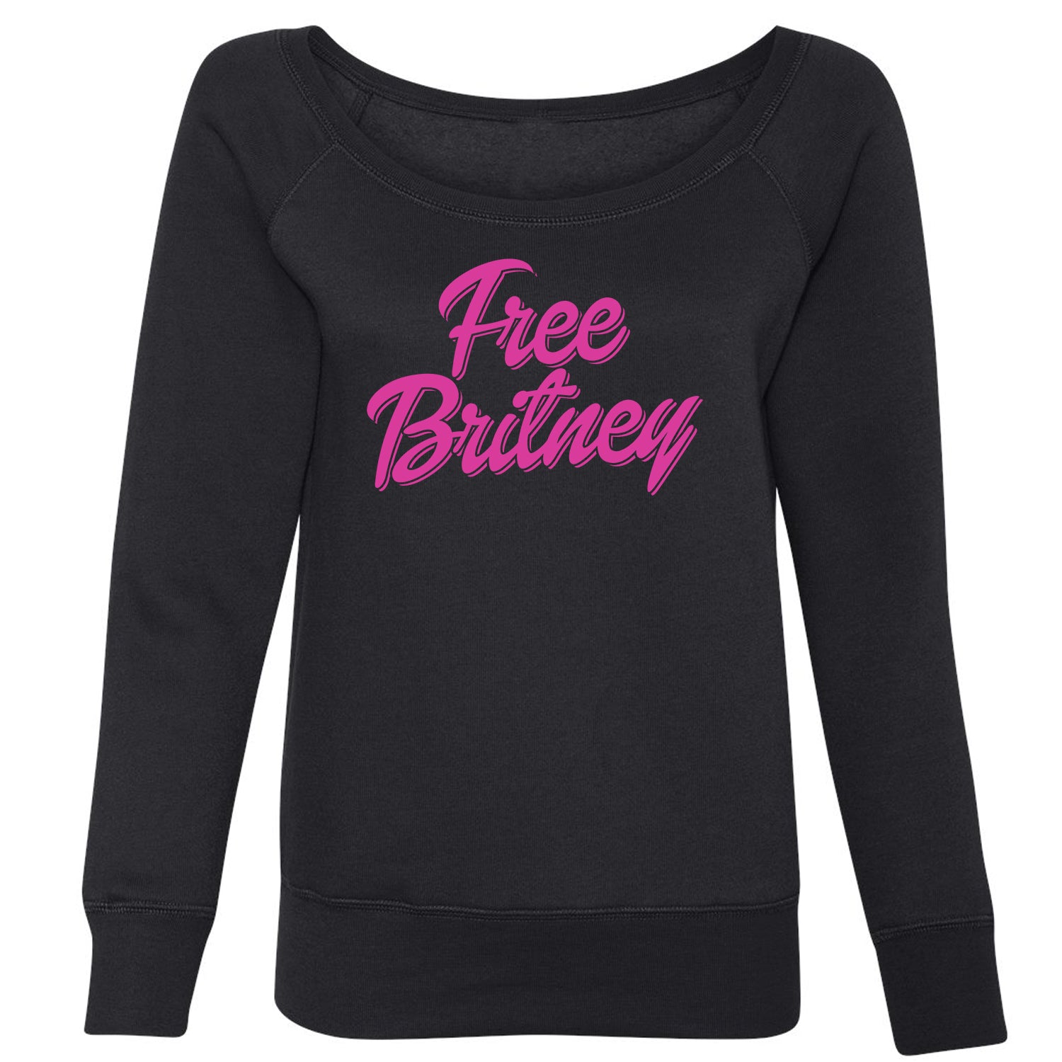 Pink Free Britney Slouchy Off Shoulder Oversized Sweatshirt again, did, I, it, more, music, one, oops, pop, spears, time, toxic by Expression Tees