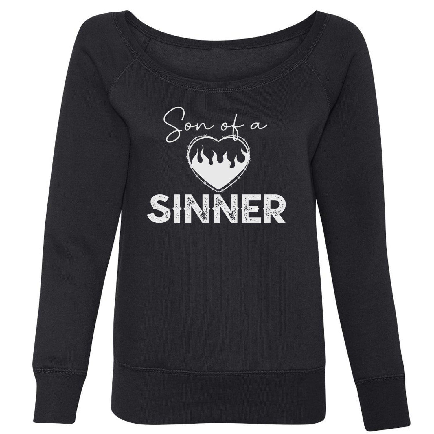 Son Of A Sinner Somebody Save Me From Myself  Slouchy Off Shoulder Oversized Sweatshirt