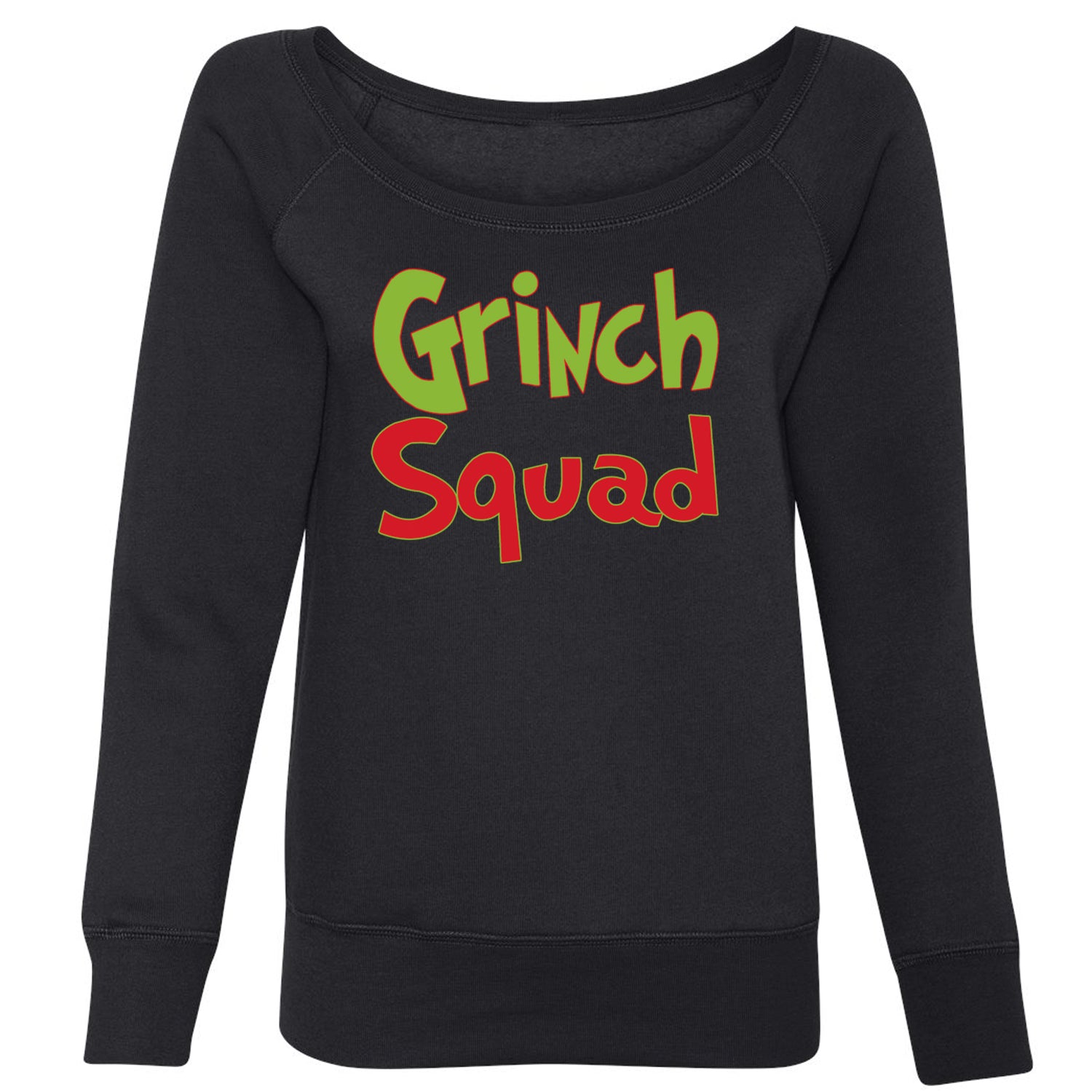 Gr-nch Squad Jolly Grinchmas Merry Christmas Slouchy Off Shoulder Oversized Sweatshirt