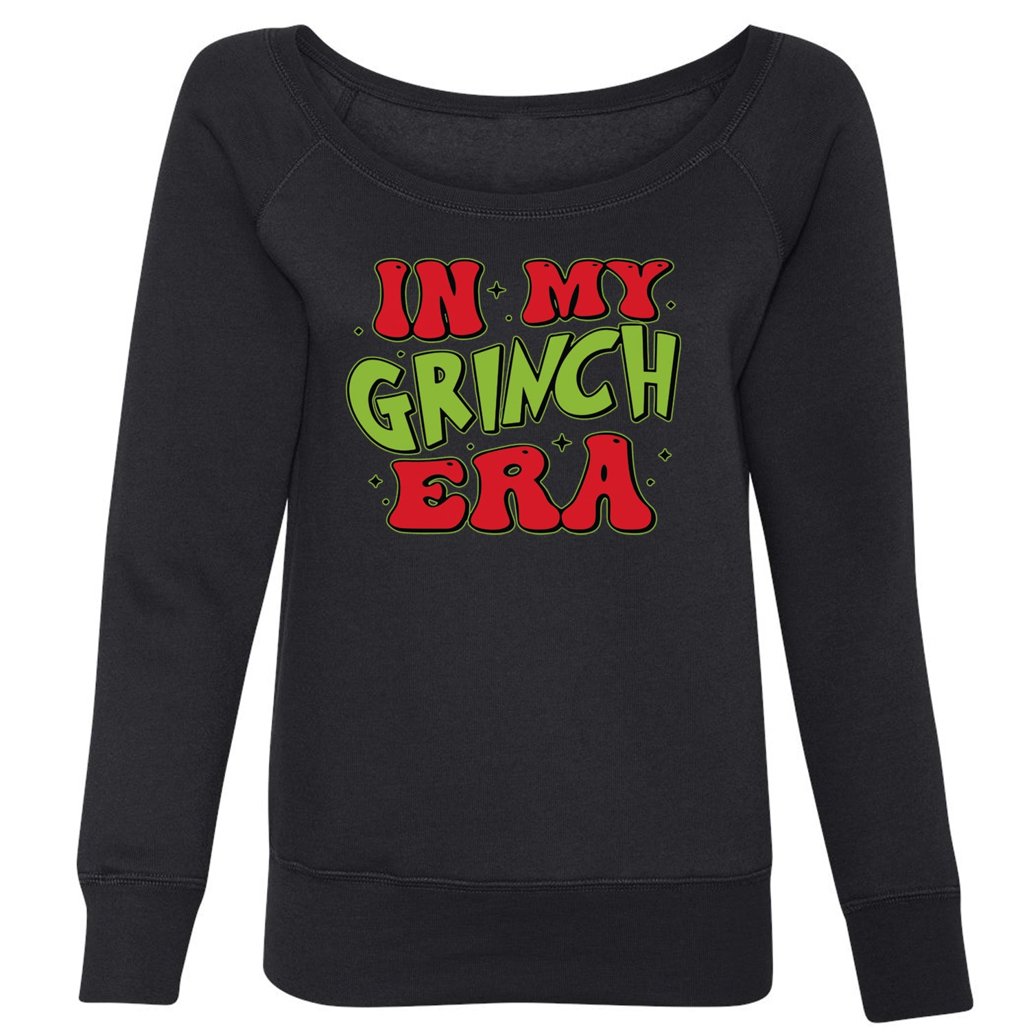 In My Gr-nch Era Jolly Merry Christmas Slouchy Off Shoulder Oversized Sweatshirt