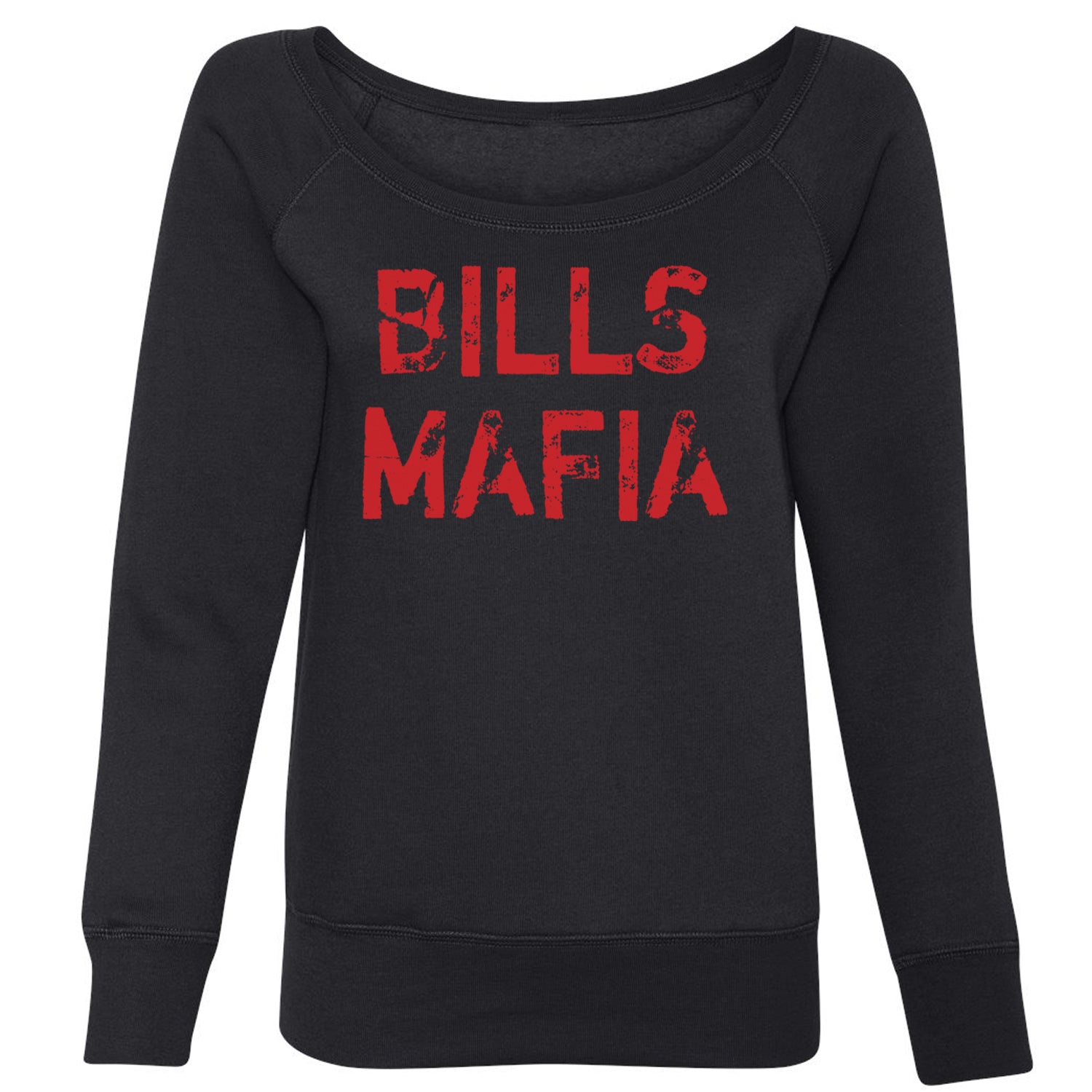 Distressed Bills Mafia Football Slouchy Off Shoulder Oversized Sweatshirt
