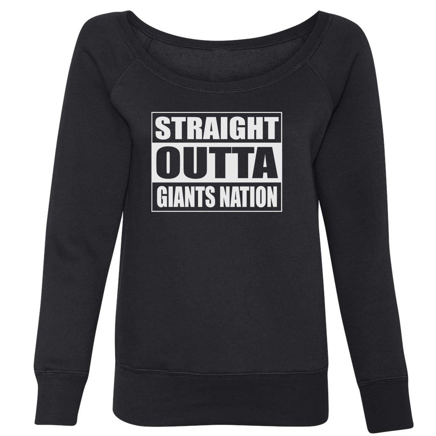 Straight Outta Giants Nation Slouchy Off Shoulder Oversized Sweatshirt bleed, blue, football, giants, new, ny, york by Expression Tees
