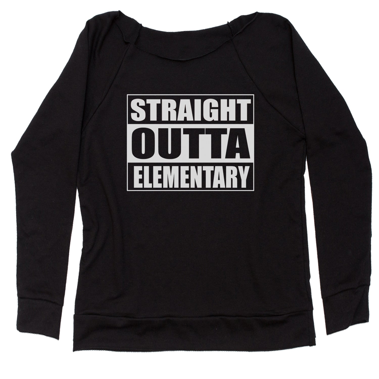 Straight Outta Elementary Slouchy Off Shoulder Sweatshirt 2020, 2021, 2022, class, of, quarantine, queen by Expression Tees