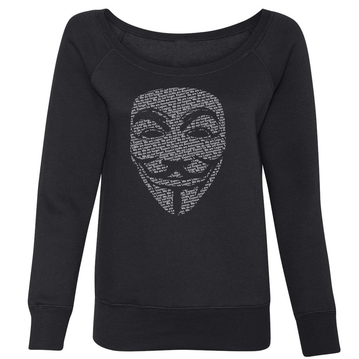 V For Vendetta Anonymous Mask Slouchy Off Shoulder Oversized Sweatshirt #expressiontees by Expression Tees