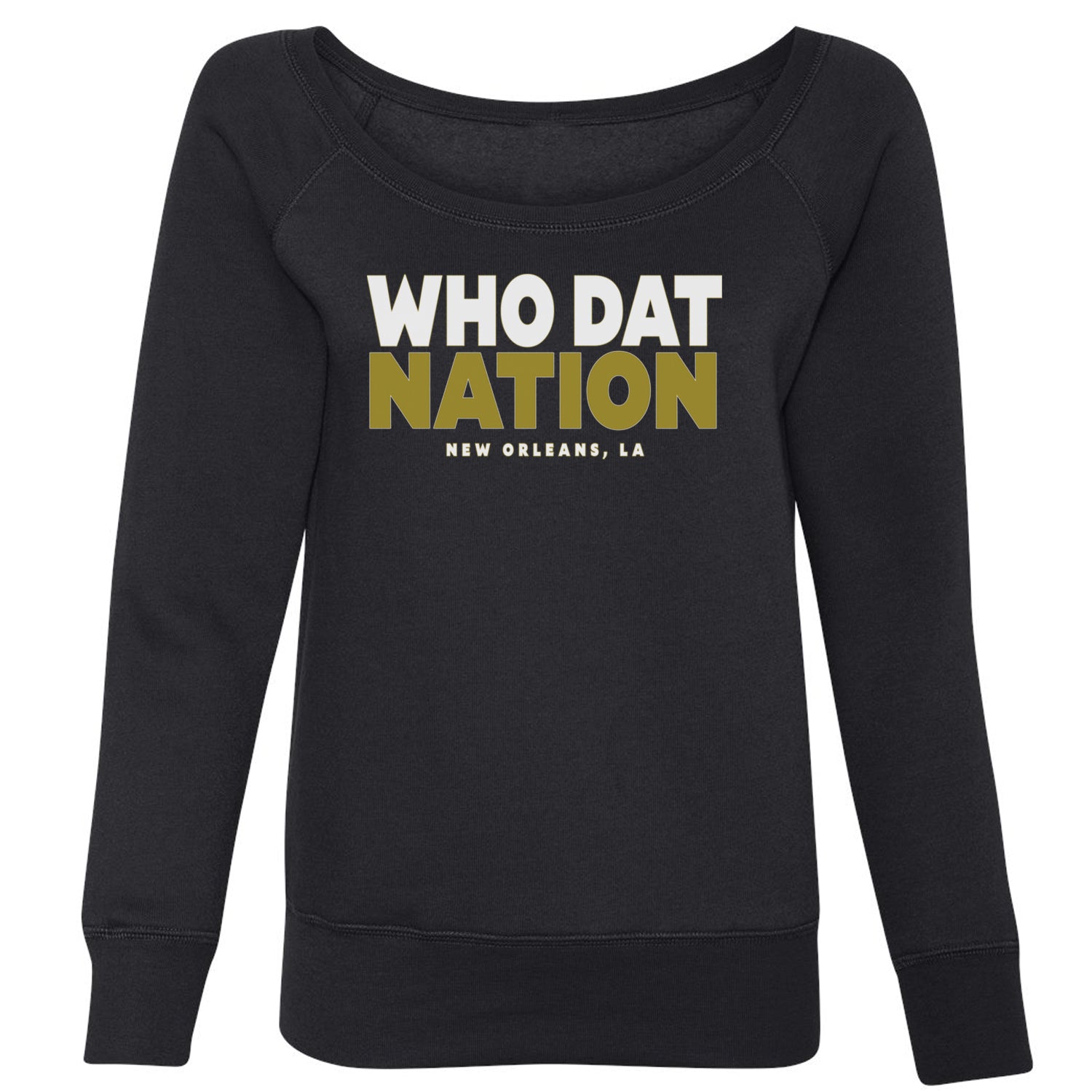 New Orleans Who Dat Nation Slouchy Off Shoulder Oversized Sweatshirt