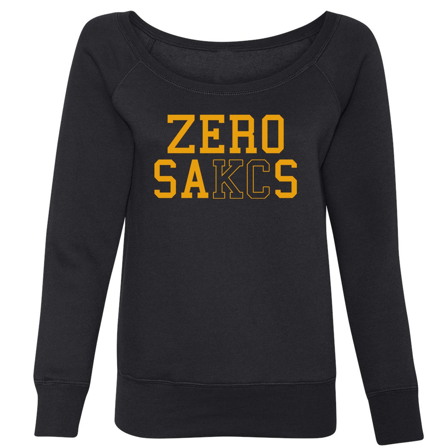Zero Sacks Kansas City Slouchy Off Shoulder Oversized Sweatshirt ball, brown, foot, football, kelc, orlando, patrick, sacks, sakcs by Expression Tees