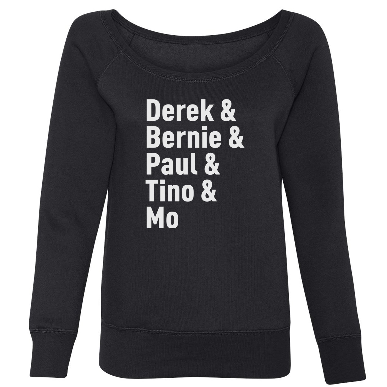 Derek and Bernie and Paul and Tino and Mo Slouchy Off Shoulder Oversized Sweatshirt baseball, comes, here, judge, the by Expression Tees