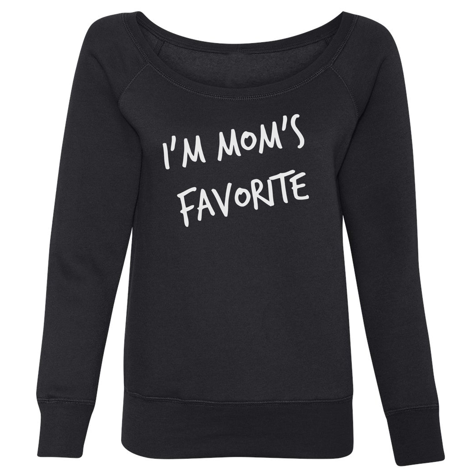 I'm Mom's Favorite Slouchy Off Shoulder Oversized Sweatshirt bear, buck, mama, papa by Expression Tees