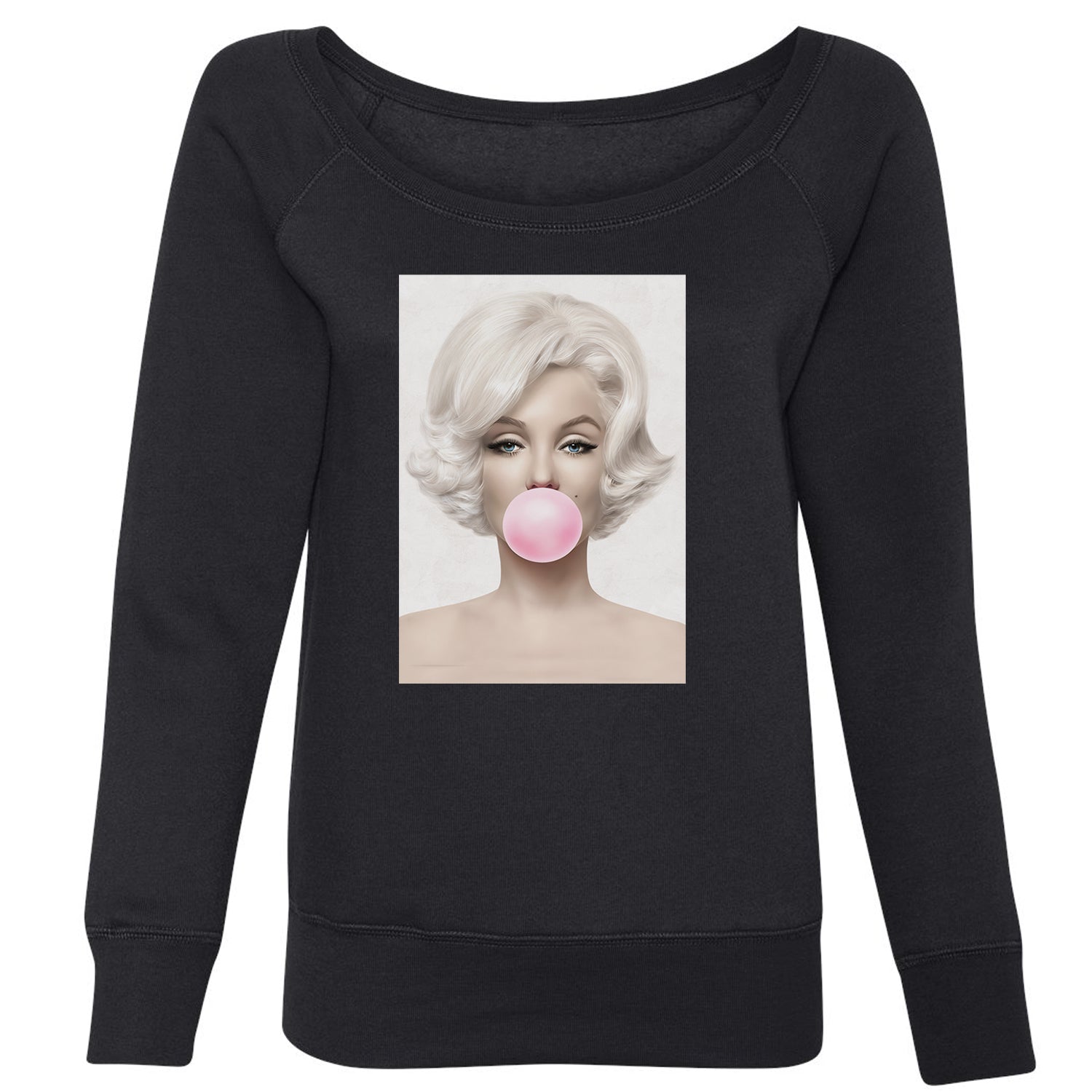 Marilyn Monroe Pink Bubble Gum Slouchy Off Shoulder Oversized Sweatshirt marilyn, monroe by Expression Tees