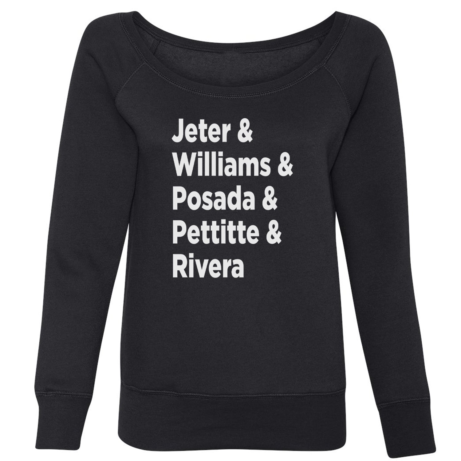 Jeter and Williams and Posada and Pettitte and Rivera Slouchy Off Shoulder Oversized Sweatshirt baseball, comes, here, judge, the by Expression Tees