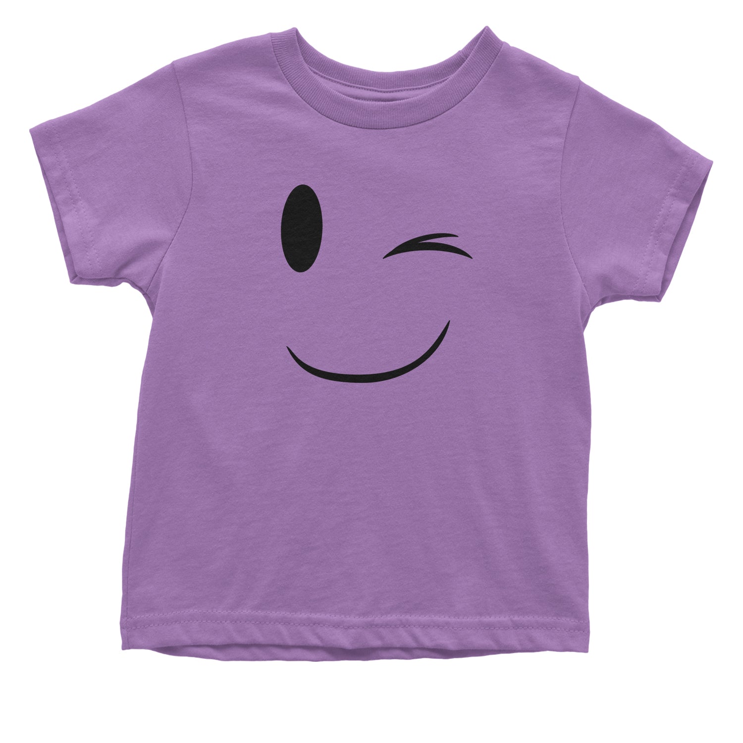 Emoticon Winking Smile Face Toddler T-Shirt cosplay, costume, dress, emoji, emote, face, halloween, smiley, up, yellow by Expression Tees