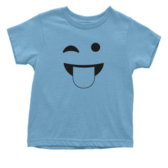 Emoticon Tongue Hanging Out Smile Face Toddler T-Shirt cosplay, costume, dress, emoji, emote, face, halloween, smiley, up, yellow by Expression Tees