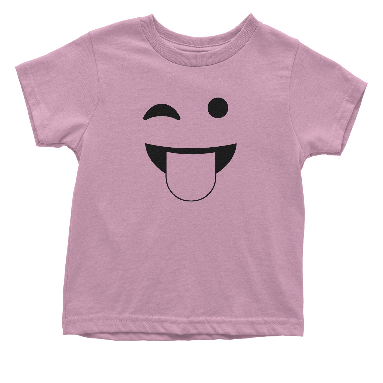 Emoticon Tongue Hanging Out Smile Face Toddler T-Shirt cosplay, costume, dress, emoji, emote, face, halloween, smiley, up, yellow by Expression Tees
