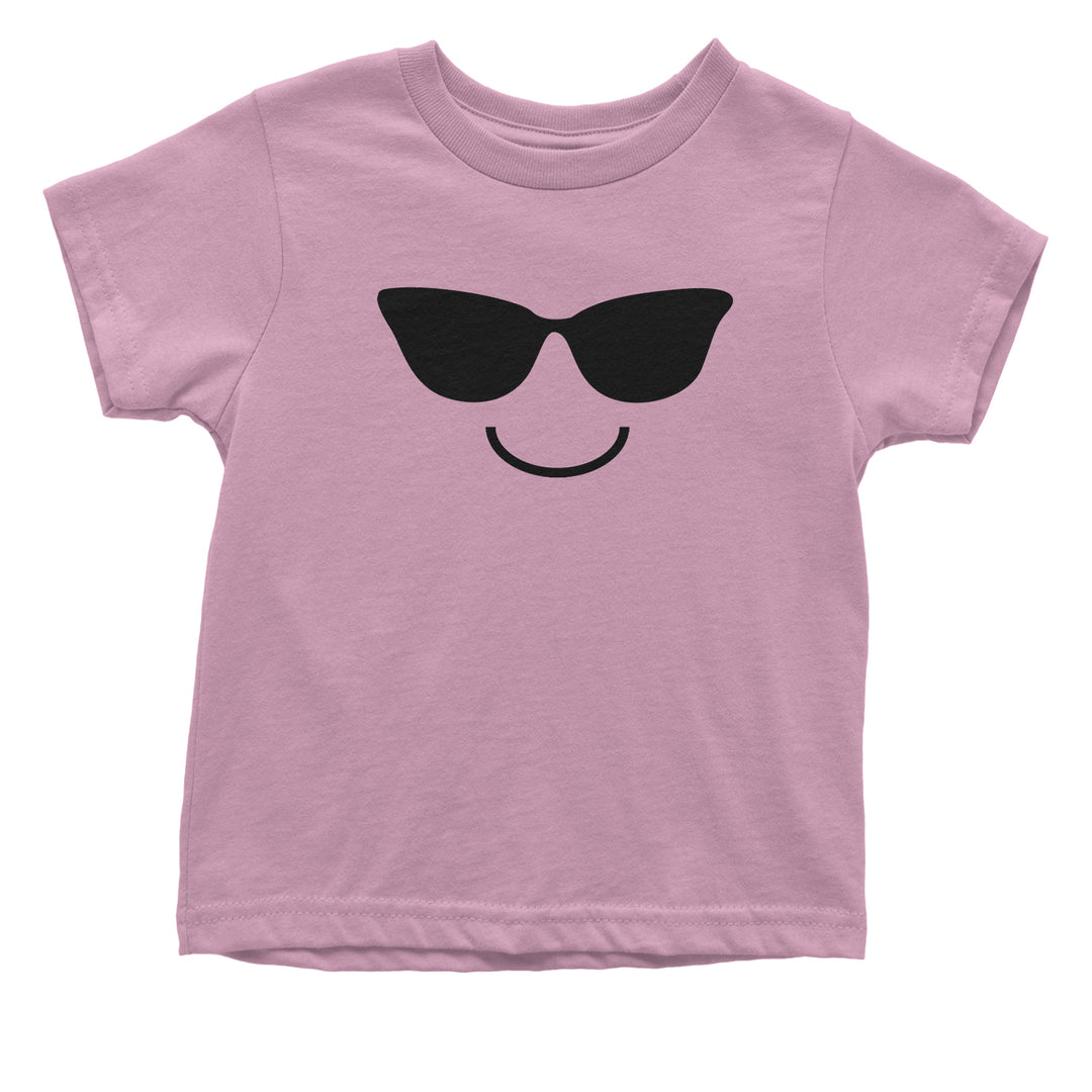 Emoticon Sunglasses Smile Face Toddler T-Shirt cosplay, costume, dress, emoji, emote, face, halloween, smiley, up, yellow by Expression Tees