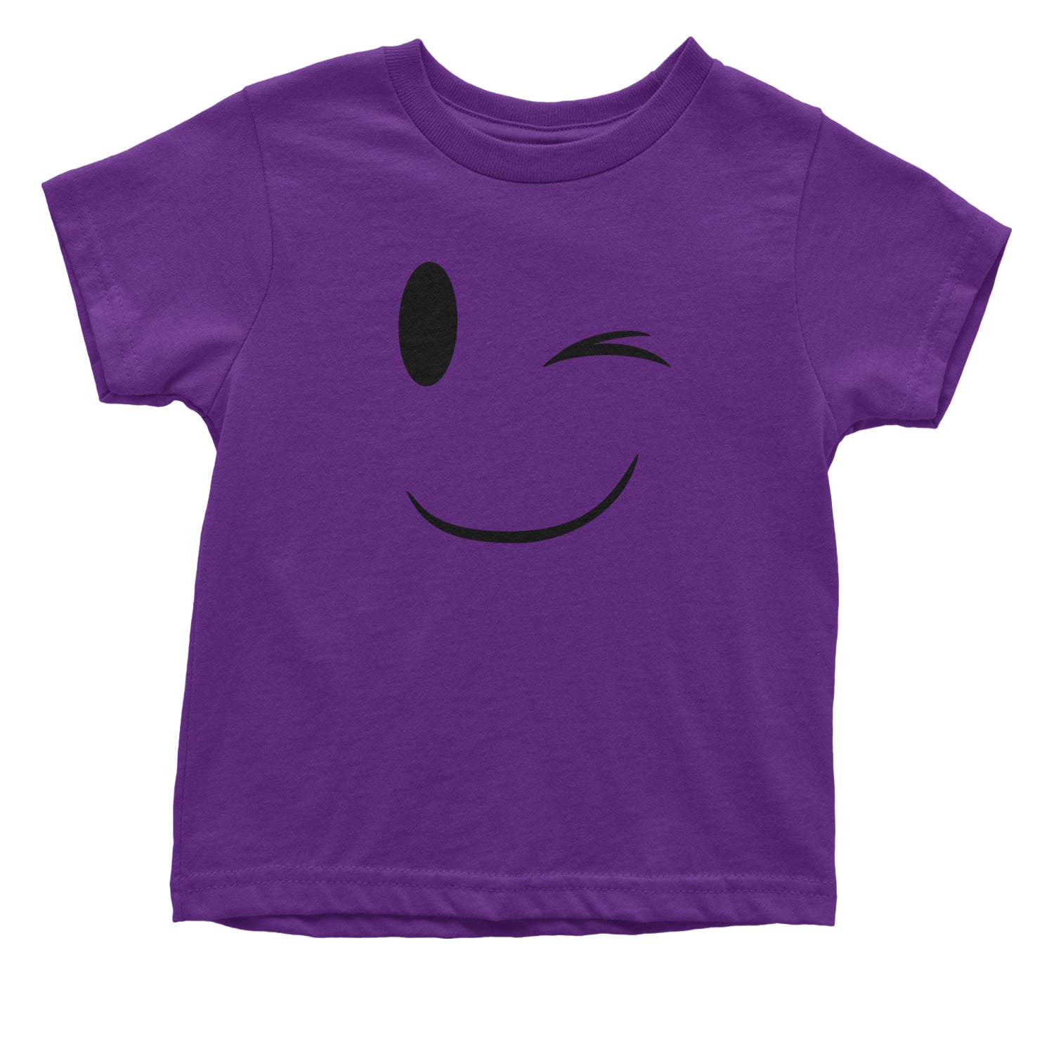 Emoticon Winking Smile Face Toddler T-Shirt cosplay, costume, dress, emoji, emote, face, halloween, smiley, up, yellow by Expression Tees