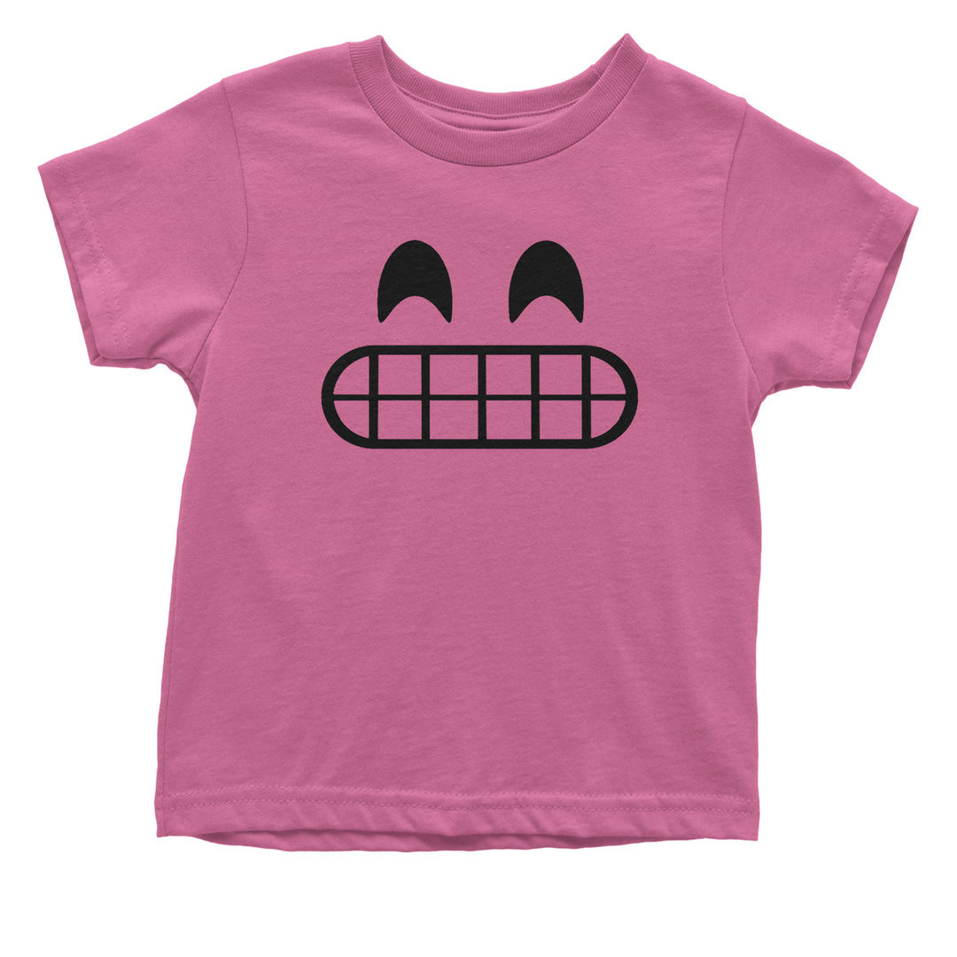 Emoticon Grinning Smile Face Toddler T-Shirt cosplay, costume, dress, emoji, emote, face, halloween, smiley, up, yellow by Expression Tees