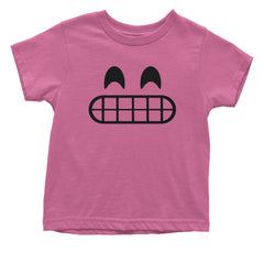 Emoticon Grinning Smile Face Toddler T-Shirt cosplay, costume, dress, emoji, emote, face, halloween, smiley, up, yellow by Expression Tees