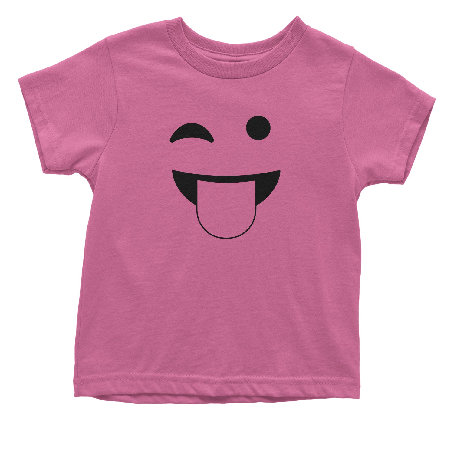 Emoticon Tongue Hanging Out Smile Face Toddler T-Shirt cosplay, costume, dress, emoji, emote, face, halloween, smiley, up, yellow by Expression Tees