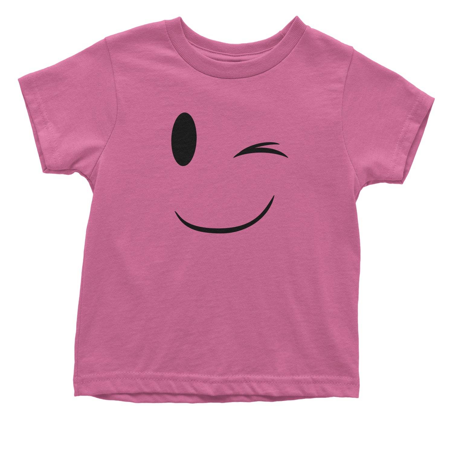 Emoticon Winking Smile Face Toddler T-Shirt cosplay, costume, dress, emoji, emote, face, halloween, smiley, up, yellow by Expression Tees