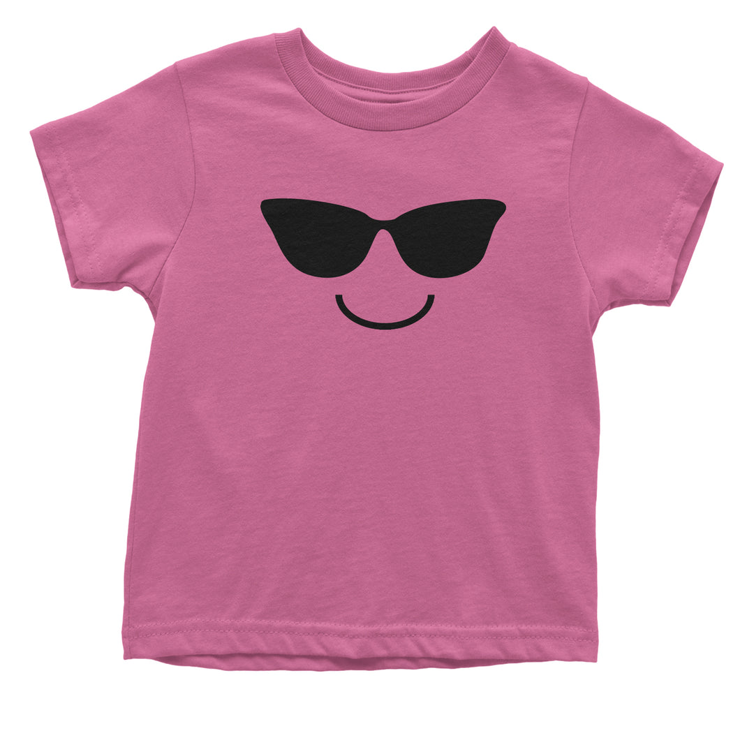 Emoticon Sunglasses Smile Face Toddler T-Shirt cosplay, costume, dress, emoji, emote, face, halloween, smiley, up, yellow by Expression Tees