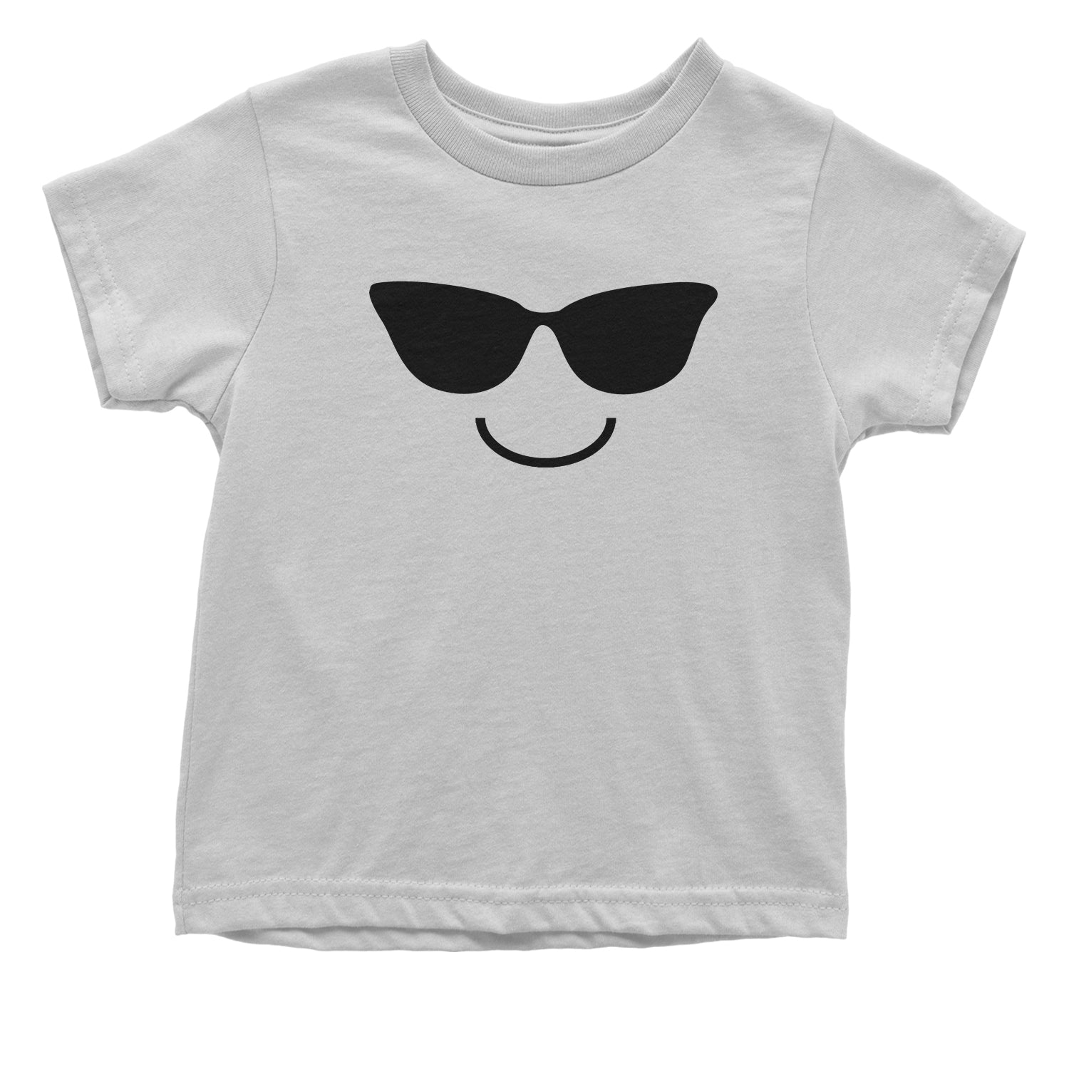 Emoticon Sunglasses Smile Face Toddler T-Shirt cosplay, costume, dress, emoji, emote, face, halloween, smiley, up, yellow by Expression Tees