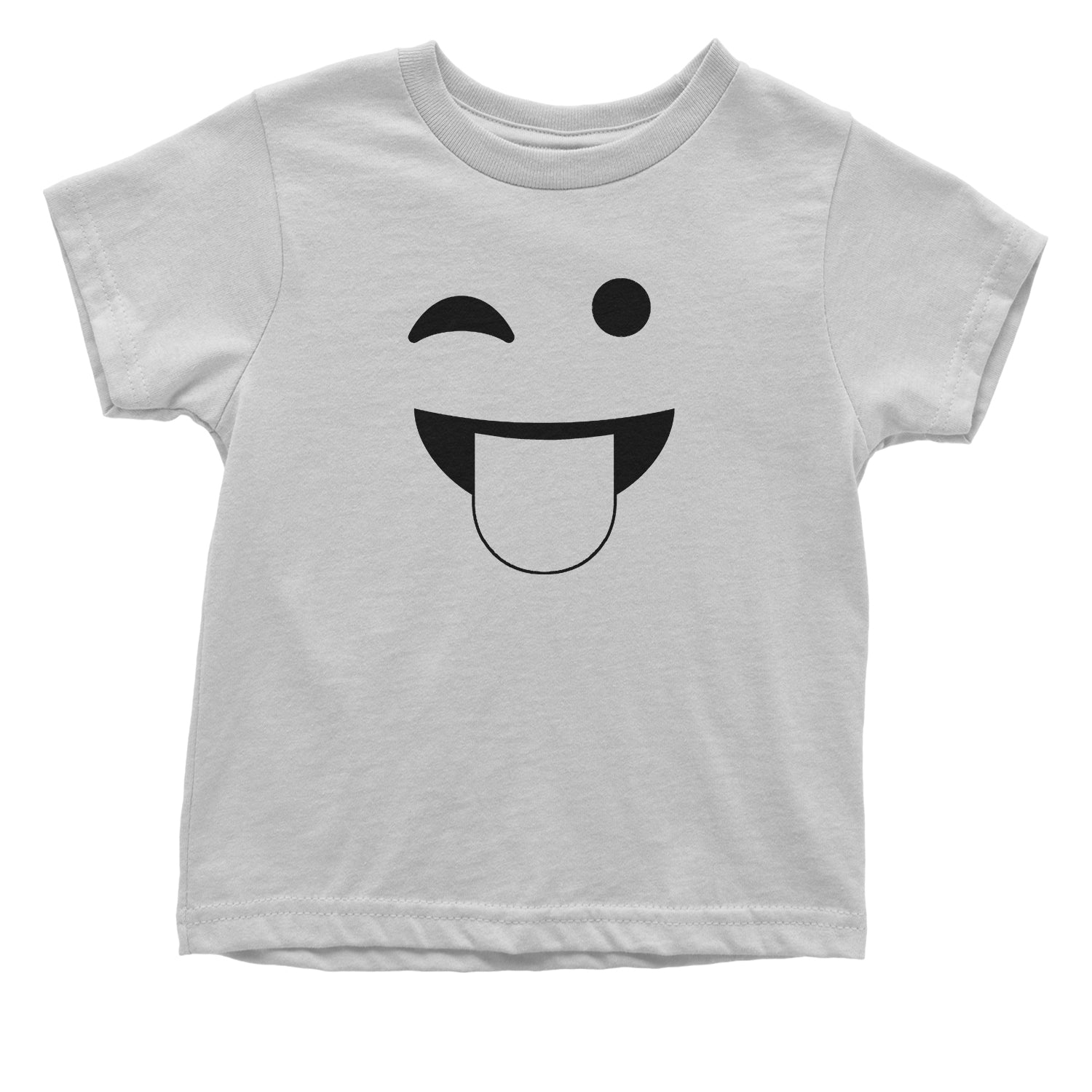 Emoticon Tongue Hanging Out Smile Face Toddler T-Shirt cosplay, costume, dress, emoji, emote, face, halloween, smiley, up, yellow by Expression Tees