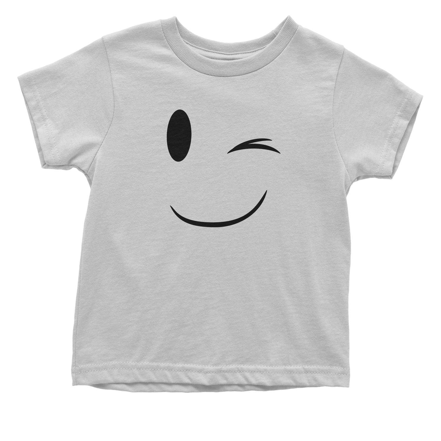 Emoticon Winking Smile Face Toddler T-Shirt cosplay, costume, dress, emoji, emote, face, halloween, smiley, up, yellow by Expression Tees