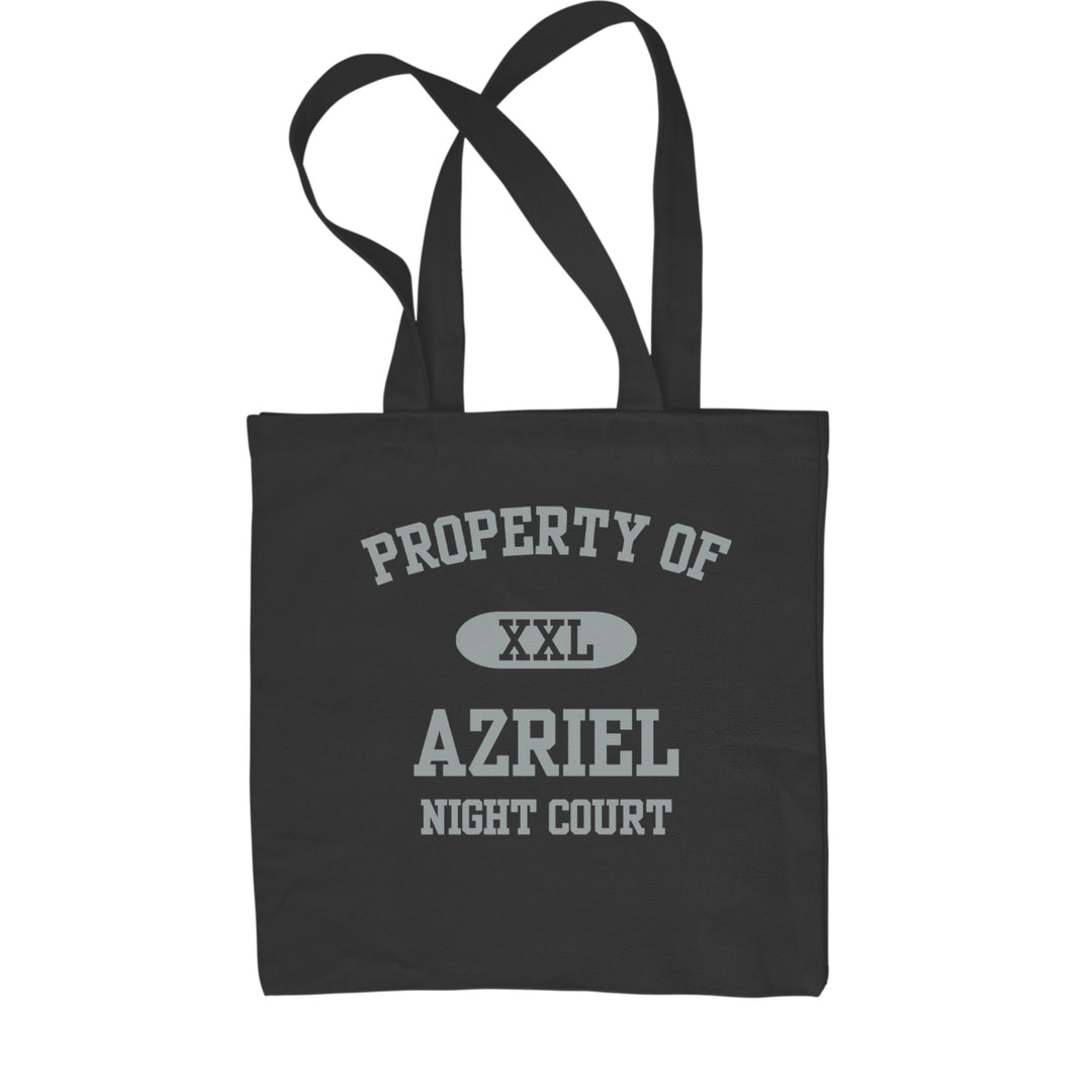 Classic Cotton Canvas Tote with varsity block "Property Of Azriel" text, XXL badge, and "Night Court" line