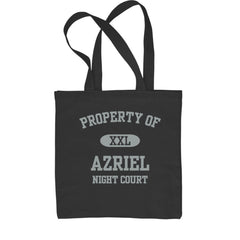 Classic Cotton Canvas Tote with varsity block "Property Of Azriel" text, XXL badge, and "Night Court" line