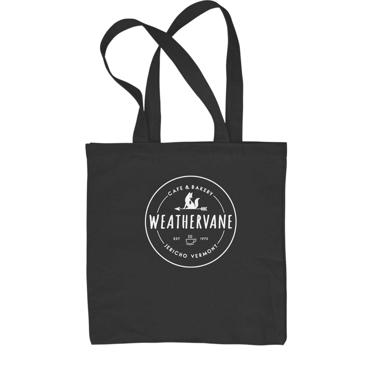Weathervane Coffee Shop Shopping Tote Bag academy, jericho, more, never, vermont, Wednesday by Expression Tees