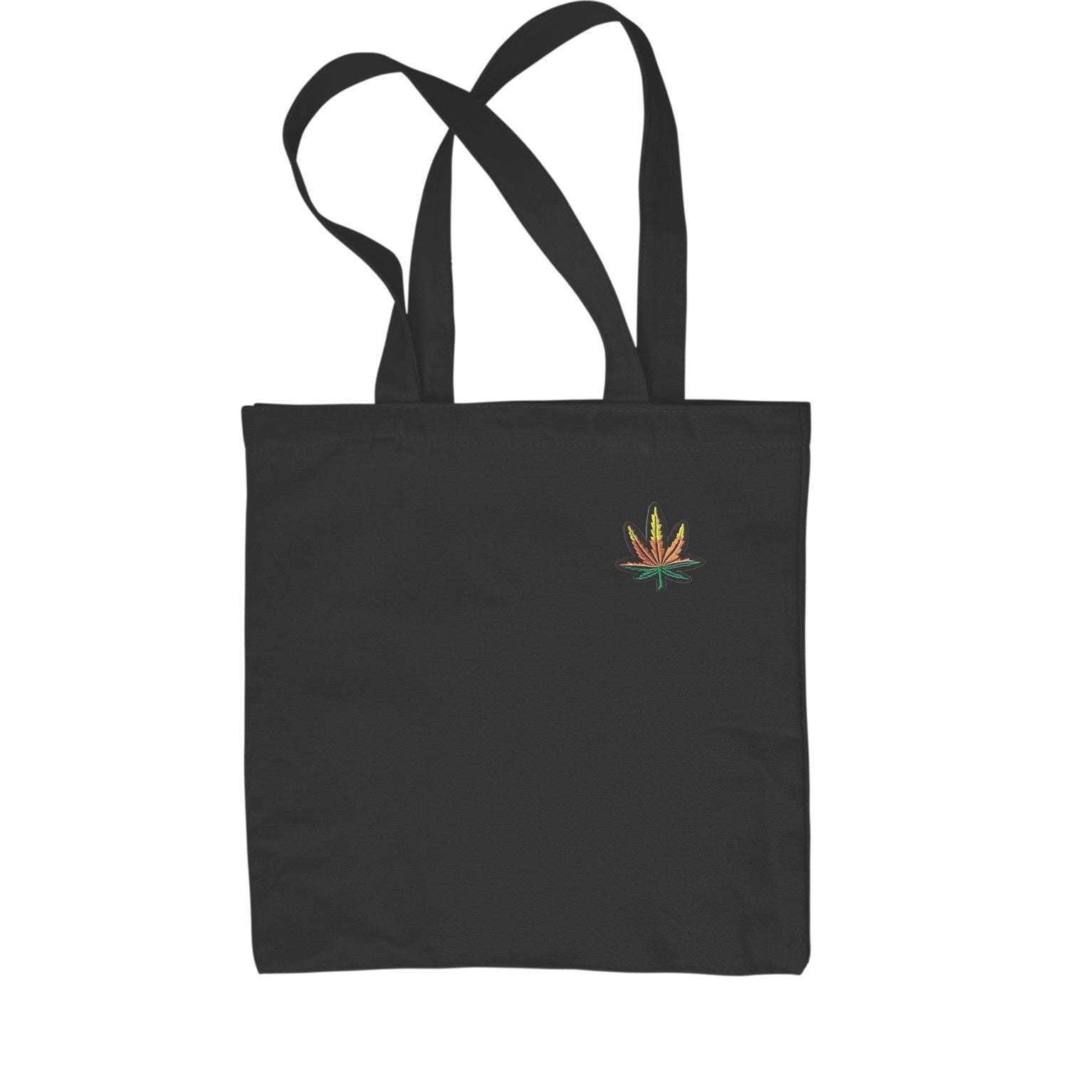 Embroidered Rasta Pot Leaf Patch (Pocket Print) Shopping Tote Bag bob, legalize, marijuana, marley, rastafarian, weed by Expression Tees