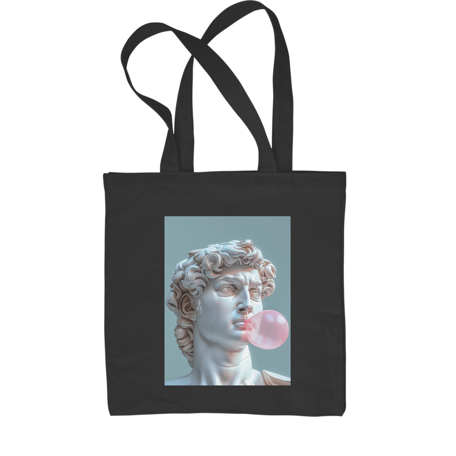 Michelangelo's David with Bubble Gum Contemporary Statue Art Shopping Tote Bag