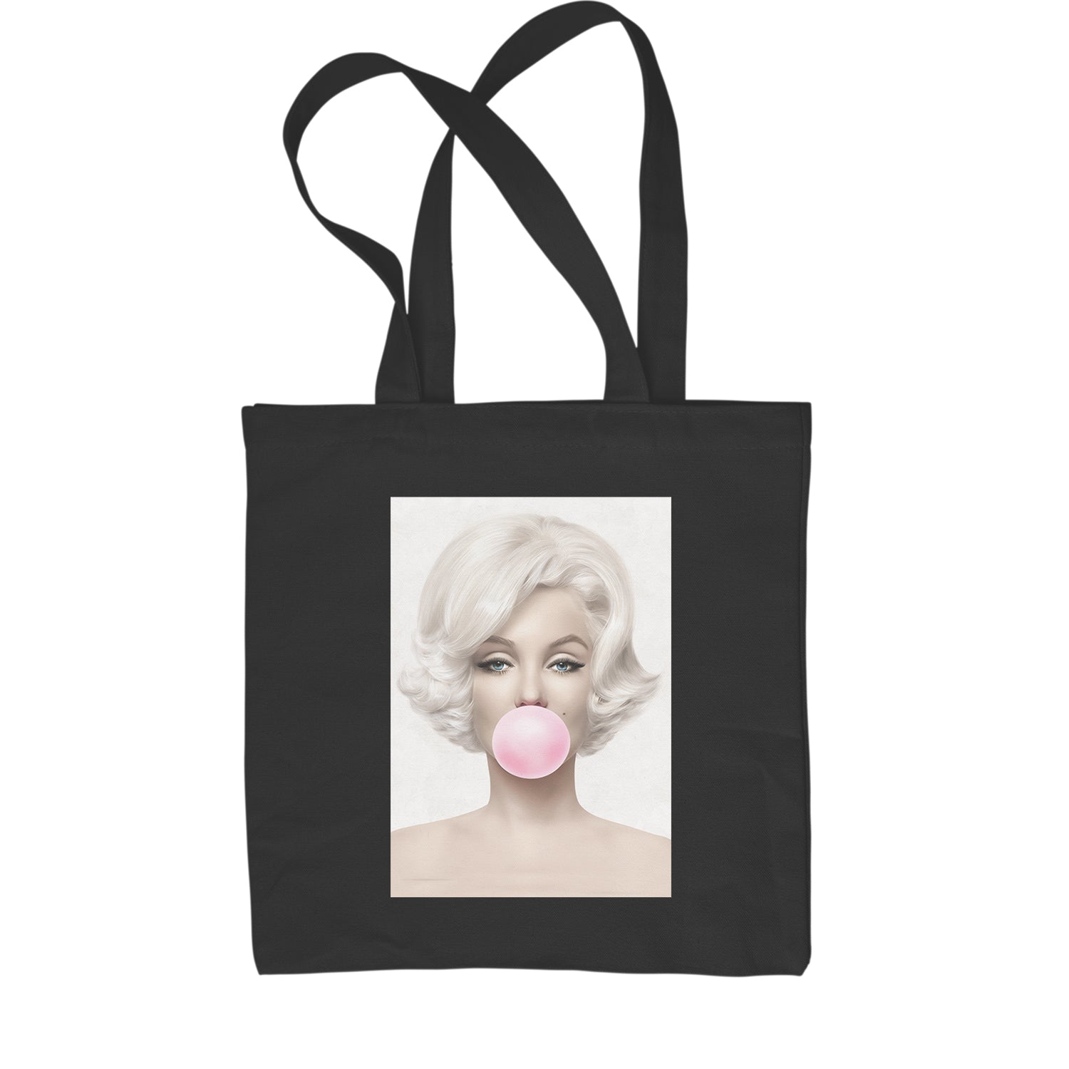 Marilyn Monroe Pink Bubble Gum Shopping Tote Bag marilyn, monroe by Expression Tees