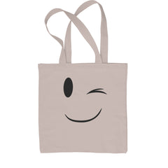 Winking smiley emoticon face graphic on a Classic Cotton Canvas Tote