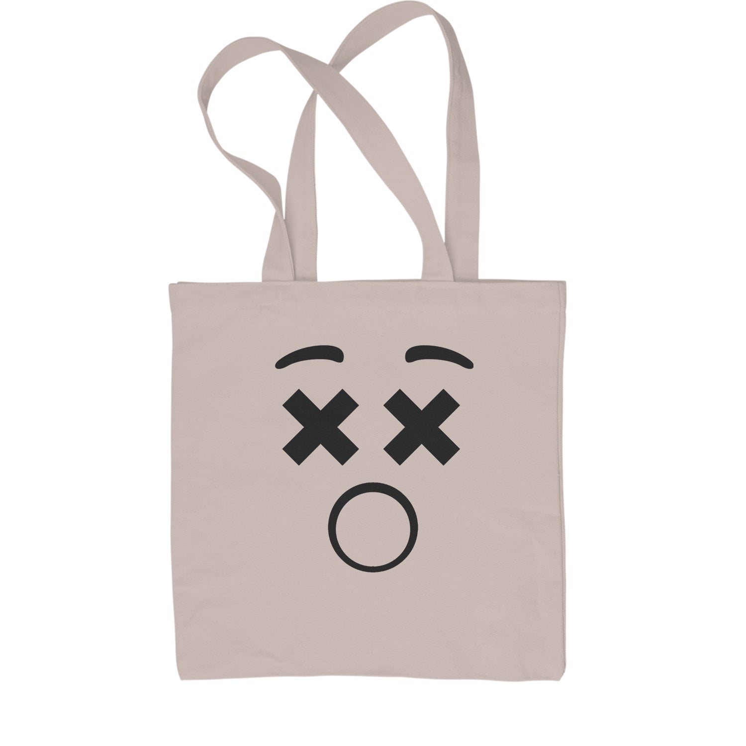 Emoticon XX Eyes Smile Face Shopping Tote Bag cosplay, costume, dress, emoji, emote, face, halloween, smiley, up, yellow by Expression Tees