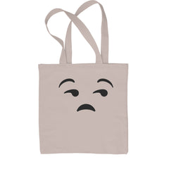 Classic Cotton Canvas Tote with a simple unimpressed emoji-style face graphic