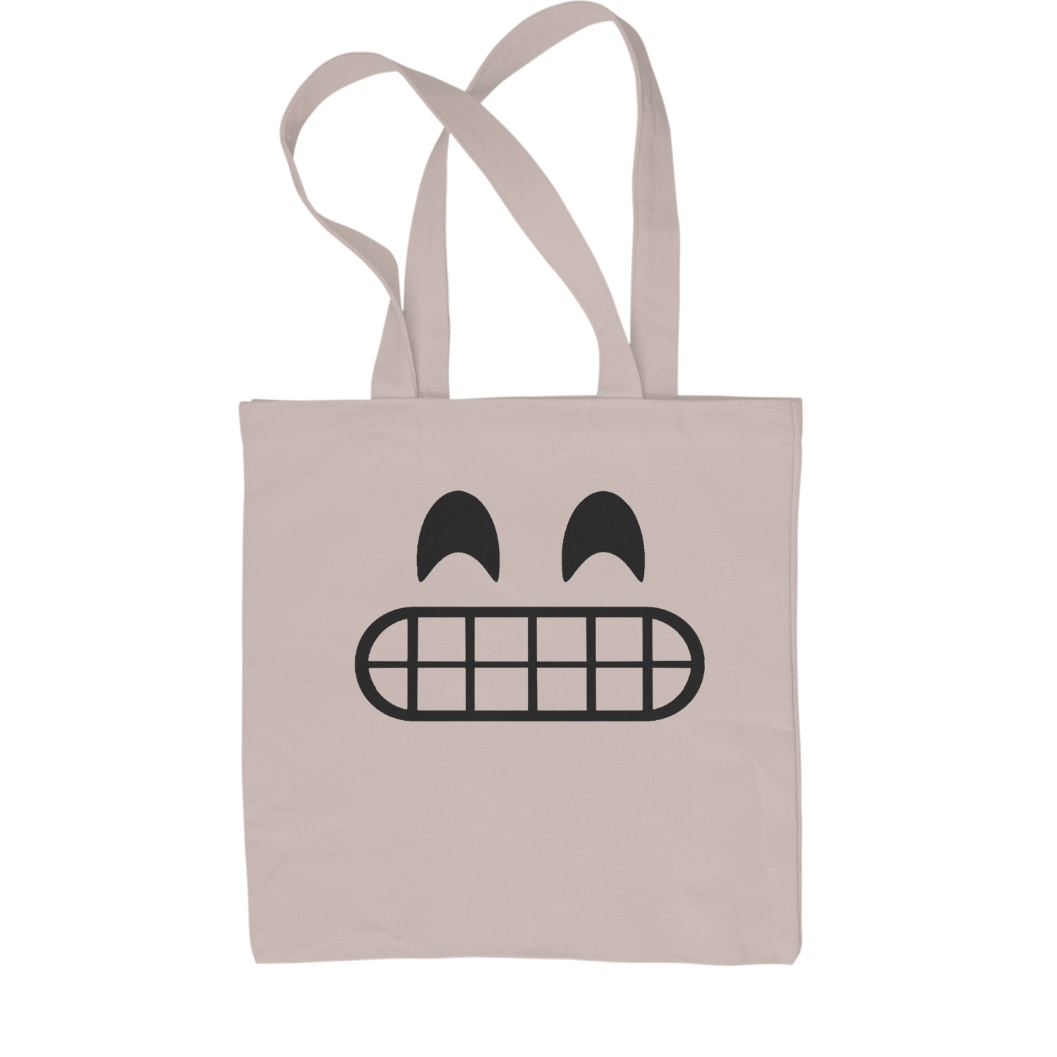 Emoticon Grinning Smile Face Shopping Tote Bag cosplay, costume, dress, emoji, emote, face, halloween, smiley, up, yellow by Expression Tees