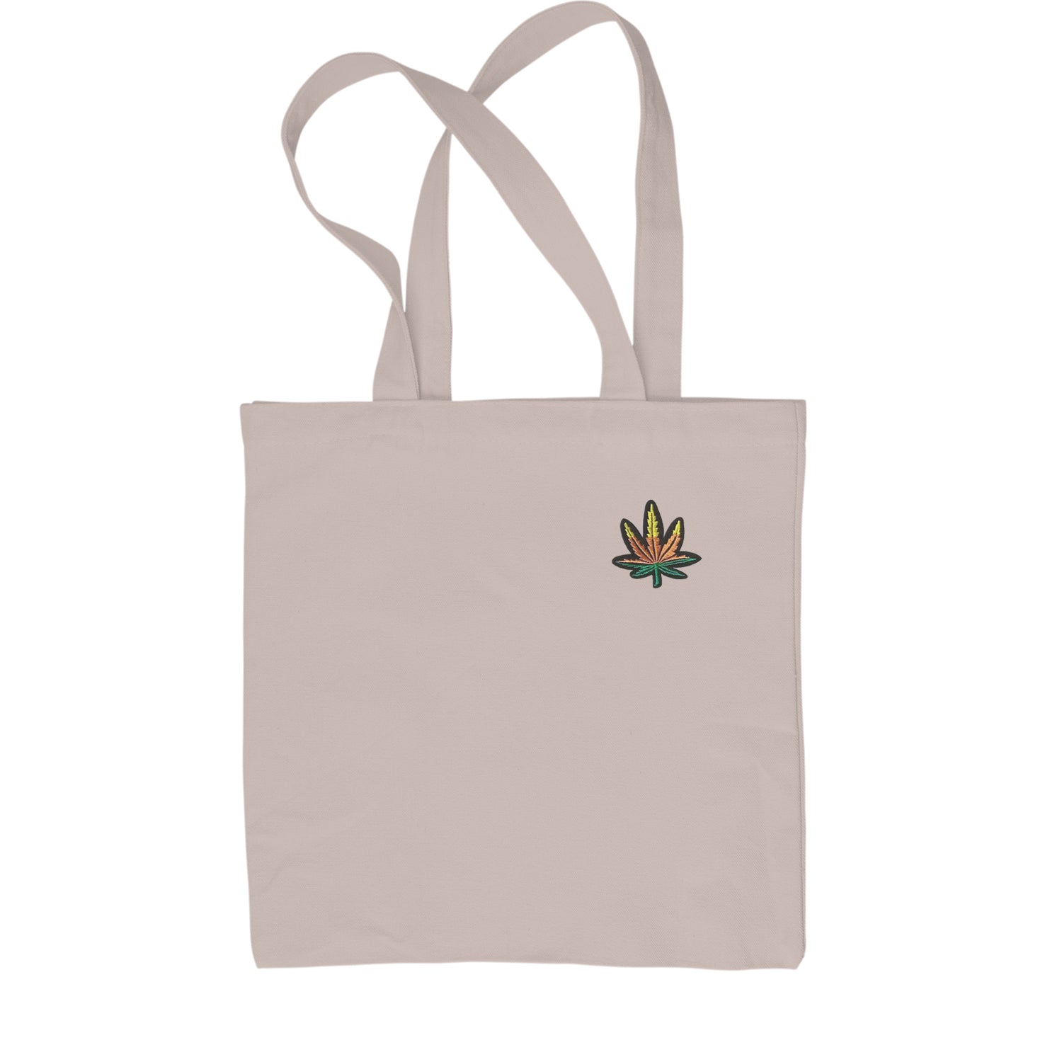 Embroidered Rasta Pot Leaf Patch (Pocket Print) Shopping Tote Bag bob, legalize, marijuana, marley, rastafarian, weed by Expression Tees