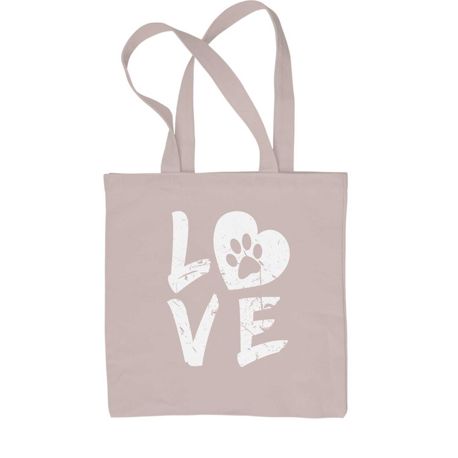 I Love My Dog Paw Print Shopping Tote Bag dog, doggie, heart, love, lover, paw, print, puppy by Expression Tees