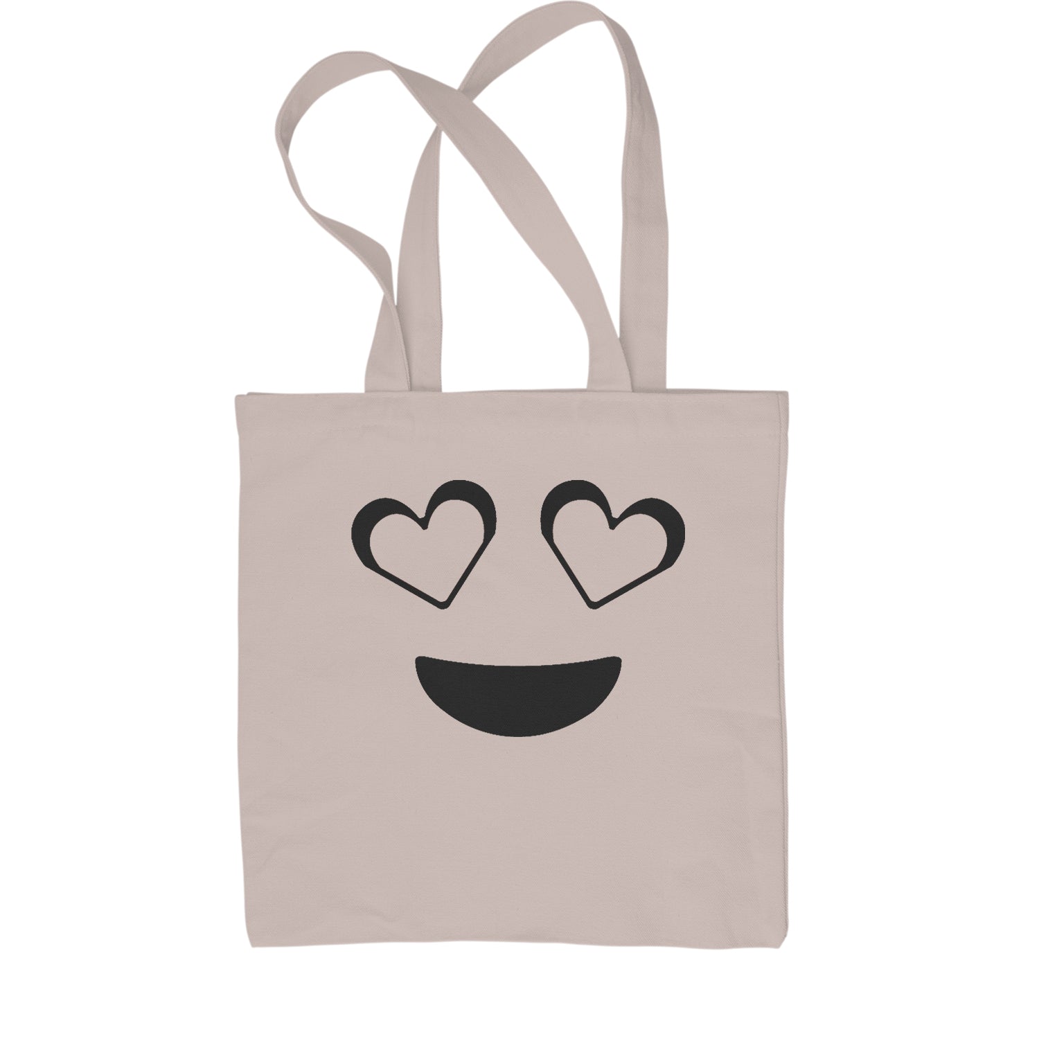 Emoticon Heart Eyes Smile Face Shopping Tote Bag cosplay, costume, dress, emoji, emote, face, halloween, Smile, up, yellow by Expression Tees