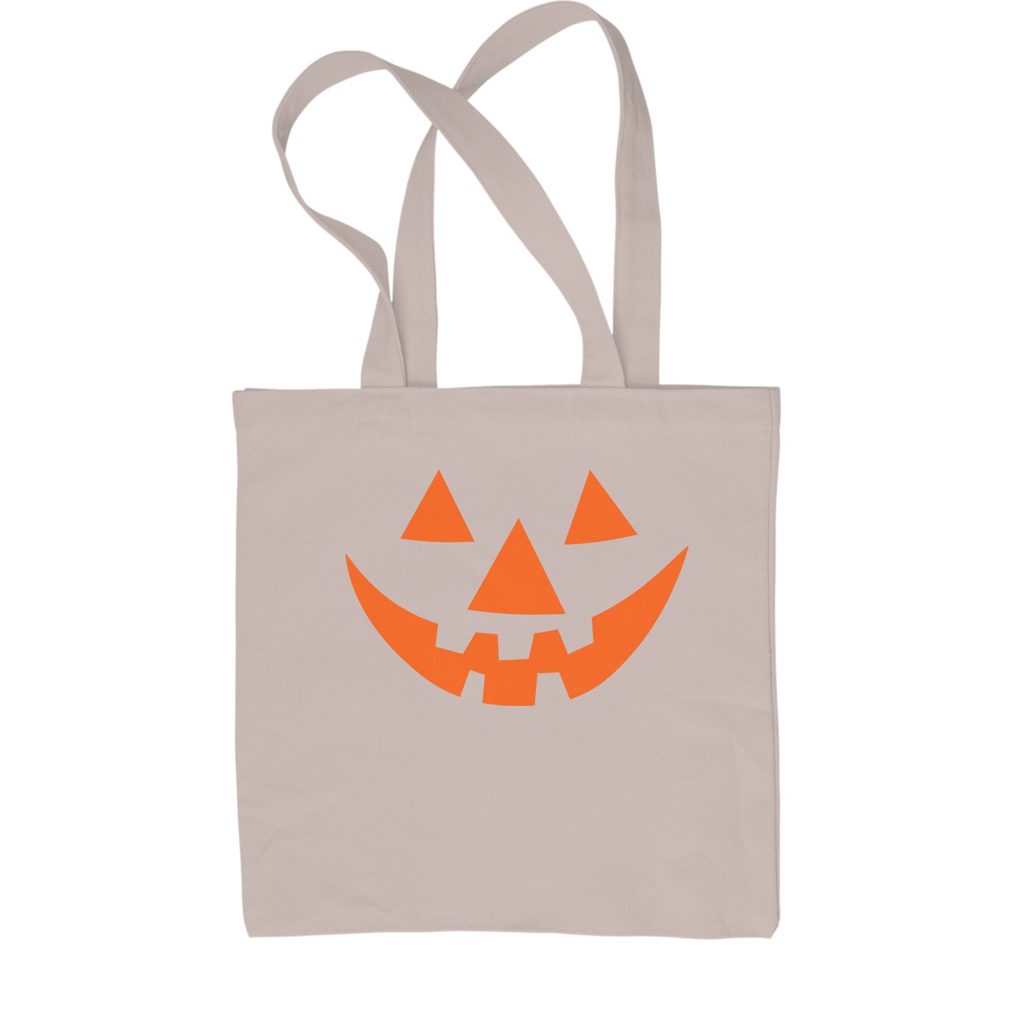 Pumpkin Face (Orange Print) Shopping Tote Bag costume, dress, dressup, eve, halloween, hallows, jackolantern, party, up by Expression Tees